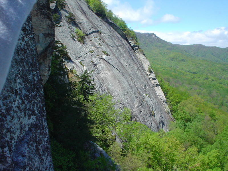 part of The Main Wall from the Cougar Crag. Eagle Rock is in the background. There are six more areas between the two cliffs.