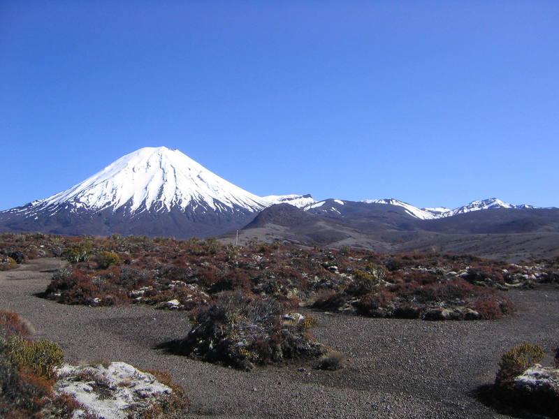 The south face of Mt. Ngauruhoe. As we discovered on our 26-mile walk, this volcanoe looks exactly the same from every angle...its a perfect cone.