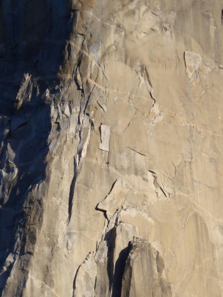 The Huber brothers on their speed record. One on top of the Boot Flake, the other on the way up. Other climbers at the base of Texas Flake and some on top of Dolt Tower.