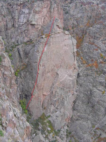 The route is straightforward, but just in case you need a topo. Belay ledges indicated.