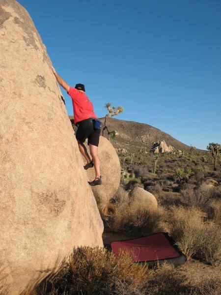 Midway on Dances With Weasels (V0), Joshua Tree.
