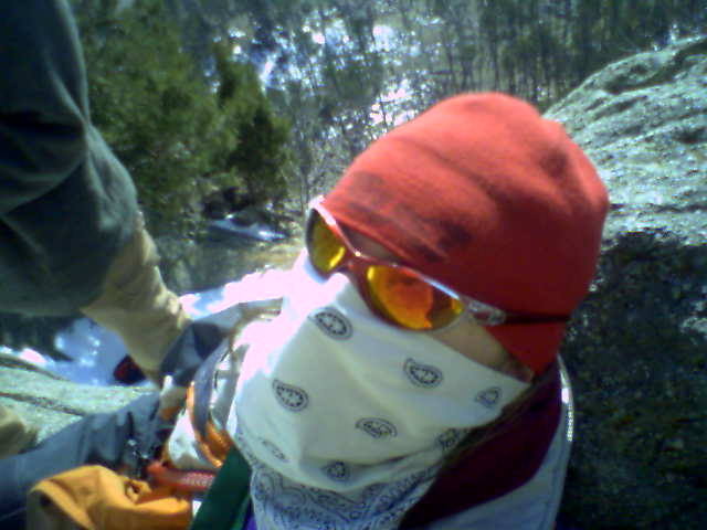 Belaying on the first pitch of solar. It was very cold that day.