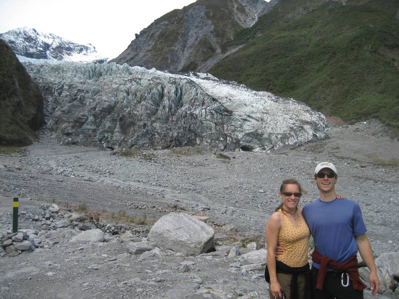 The Fox Glacier is just 15 miles down the road from the Franz Josef Glacier, and it is similarly carving its way through the rainforest towards the ocean.