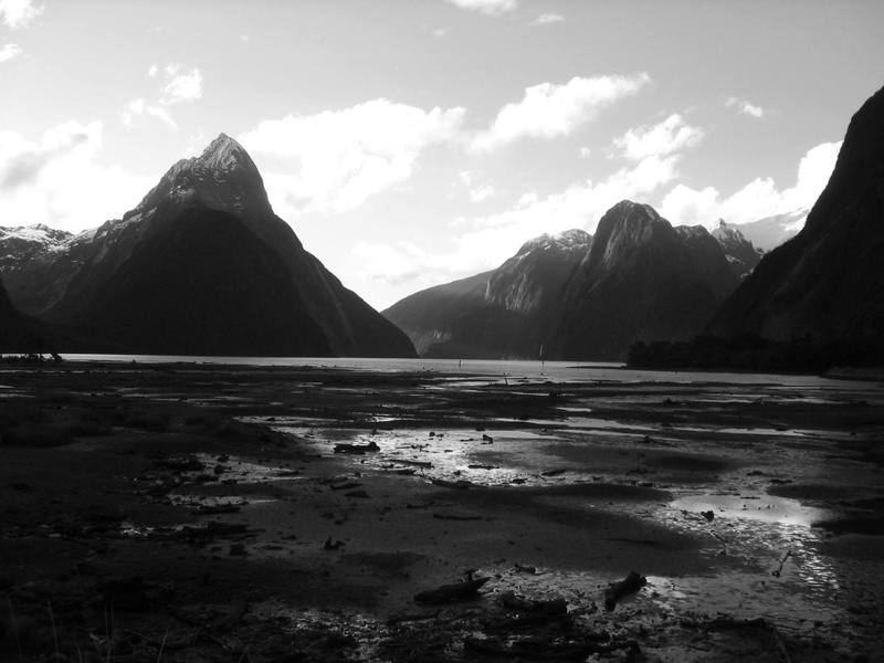 Mitre Peak at low tide on Milford Sound. Its 1 mile high, and it drops straight down into fjord. This is one of the most beautiful places I've ever been. Definitely on par with Yosemite.