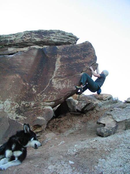 On the arete, near the end of the Long Traverse.