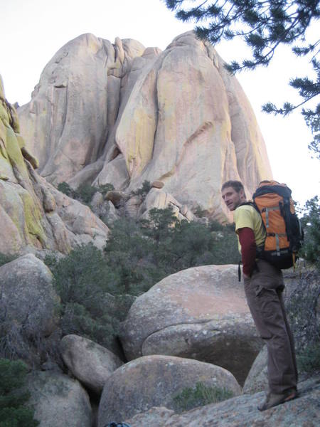 After the climb. The route is the first great crack in front (left) of Eric D.