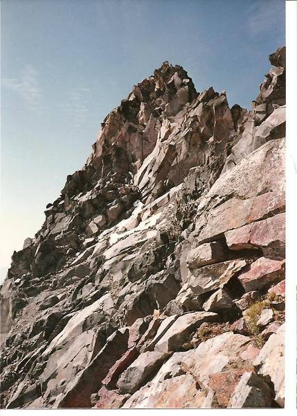 this is a view of the summit pinnacle from the east side.