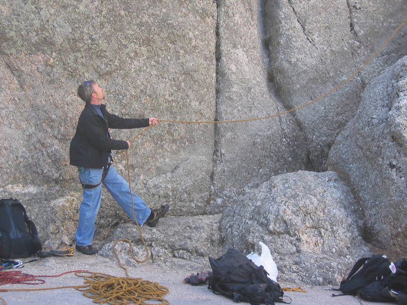 Best to do this climb once the road has closed since you belay from the road.
