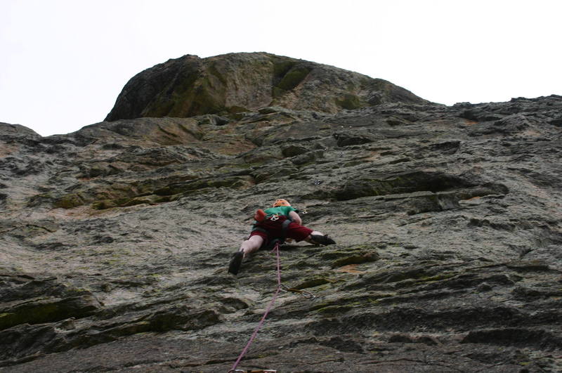 Leading a fun 5.9+ at the Druid on Mount Lemmon in Tucson, Arizona this past July.