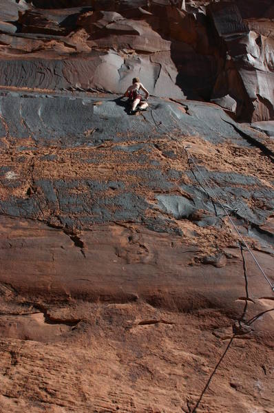 The Ice Cream Parlor Wall, Kane Springs Canyon, Moab, on a beautiful October morning.