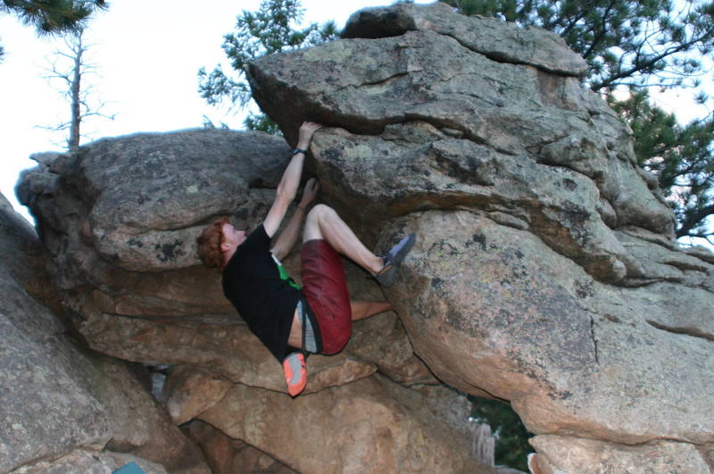 Bouldering at The Three Sisters Open Space Area, Evergreen, Colorado.