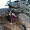 Bouldering at The Three Sisters Open Space Area, Evergreen, Colorado.