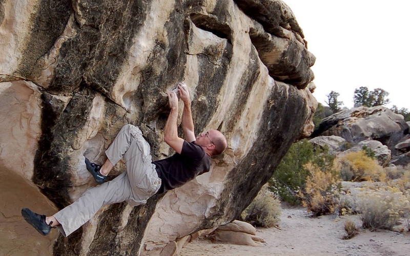 Me, about to move into the first slopey pocket. Photo by Mike Mallin.