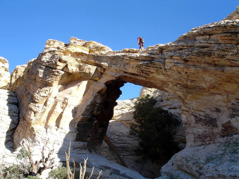 Jonny crossing the beautiful Bridge of Bridge Mountain, Red Rock.<br>
<br>
Taken 11/20/07