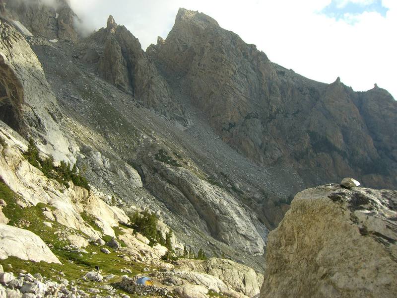 Campsite at South Fork of Garnet Canyon... which looks over to Disappointment Peak