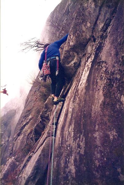 Pitch 2 I think... circa 1994<br>
Climber - Brian Talbert