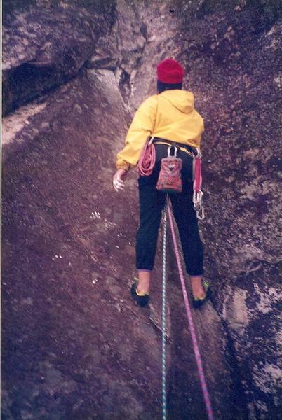 Scoping out the beta on pitch 4
circa 1994<br>
Climber Brian Talbert<br>