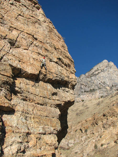 Perin Blanchard breathing easier after surmounting the roof on <em>Shadow and Flame</em>. Photo by John Walter.