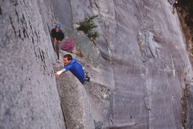 Right in the middle of the crux of the Sword pitch. Photo of Mike Hengeveld by Matthew Buckle, used with permission.