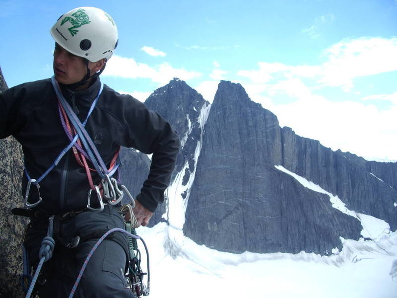 On route on Ironman. Over my shoulder is the 500m+ NW face of West Blackfriar.