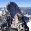 Claaic view of Bugaboo Spire as seen from the south summit of Snowpatch Spire.