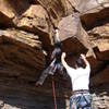 Jesse working the start on Puppy Ride, my first 5.9 lead at T-wall