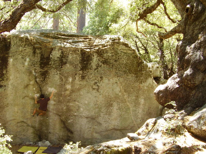 Thriller goes up the middle of the boulder. No hobbits or Ents any where though.