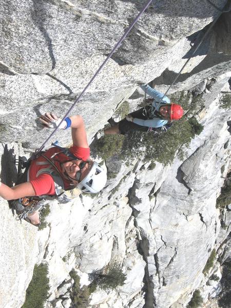 Monica & Catherine on Super Pooper heading for the crux crack...