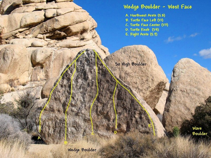 Wedge Boulder - West Face, Joshua Tree.
