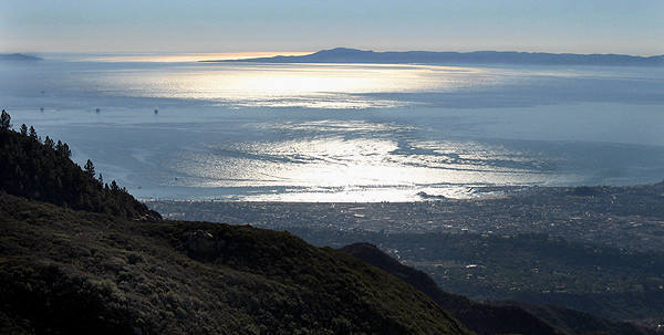 Santa Barbara, the Pacific Ocean and Channel Islands, from above Gibralter Area.