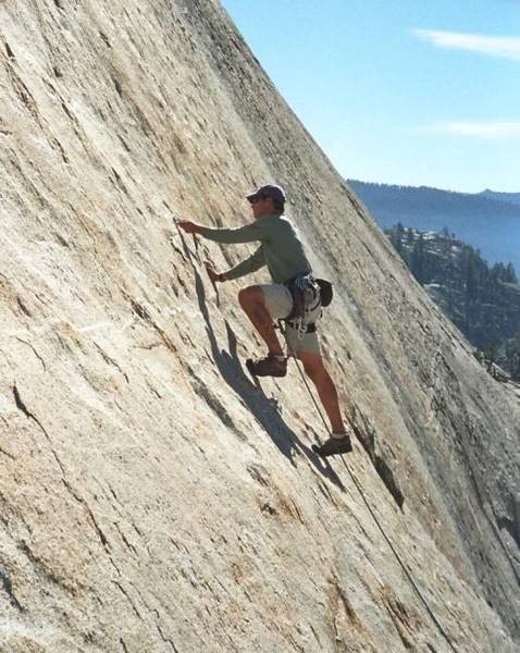 Clipping the first set of bolts on the first pitch of 'A Little Nukey' (Power Dome). Who says you can't hike it with approach shoes? ;)