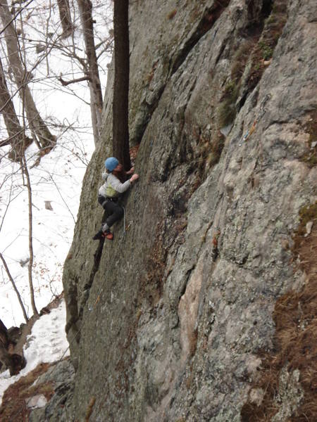 Lily Hallet on Supersize Me on X-mas eve day... when this was taken it was about 25 degrees cloudy and there were puddles in the holds... we came to climb...