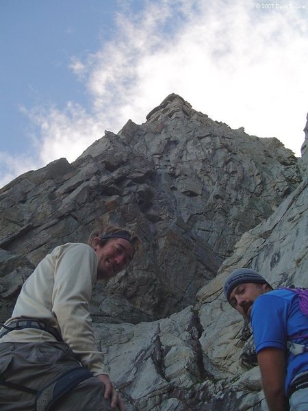 Myself and joe mucci, looking at the camera, with the camera looking up the route. photo by some guy named dave, we never liked him all that much....