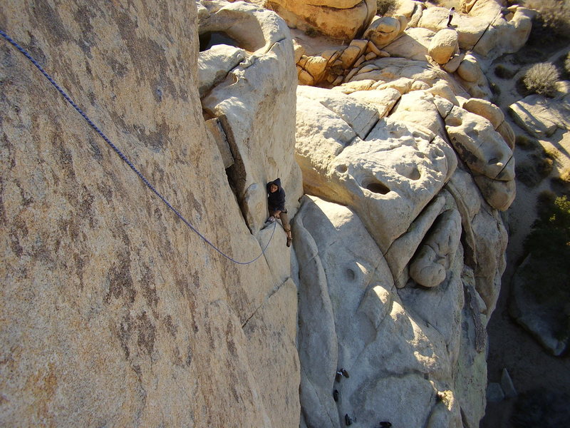 Luke climbs the lower part of Huevos