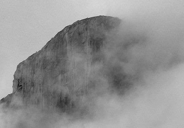 El Cap in the clouds.<br>
Photo by Blitzo.
