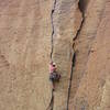 My second trad lead, Karate Crack Smith Rocks OR
