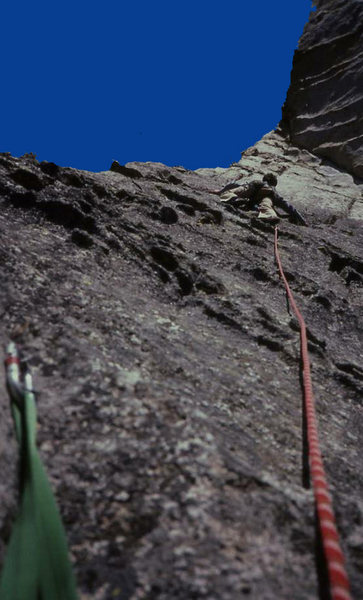 leading up to the arete on the 3rd pitch