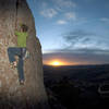 Jer Collins running laps on Dream Boat Annie as the sun goes down.  Mount Scott, WMWR, OK.  