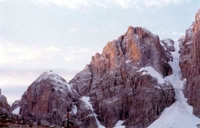 Cima Margherita and Cima Tosa in the Dolomiti di Brenta. October 1977.
