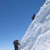Michael Wheat and Elberta Seybold Climbing ice on Illampu, Bolivia (20,892 ft)