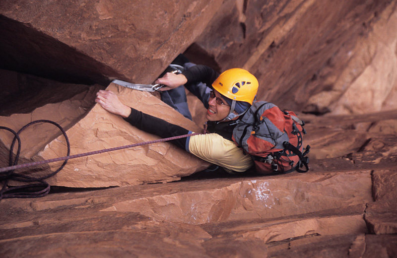 Ian McAlexander passing the chokstone on the first pitch.