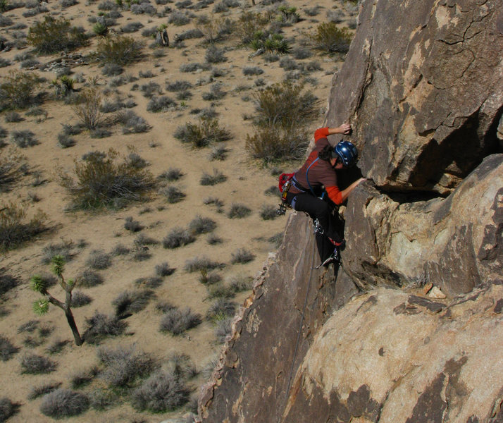Johnnie entering the "pod", below the crux to The Chief
