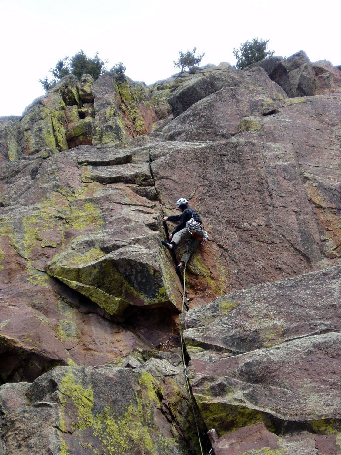 Just below the crux. The handcrack ends, and the crux moves lead past a