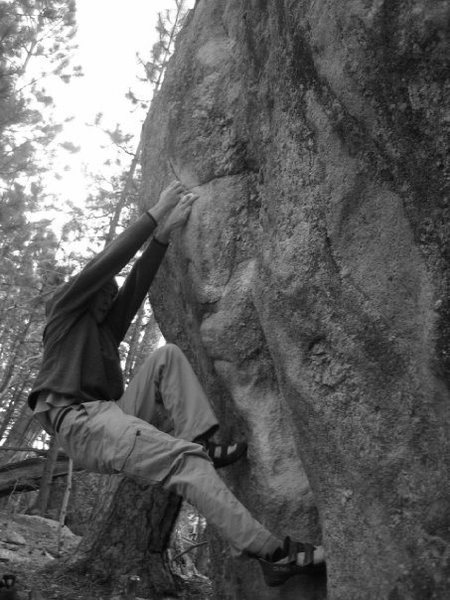 Caleb setting up his feet for the sloper toss