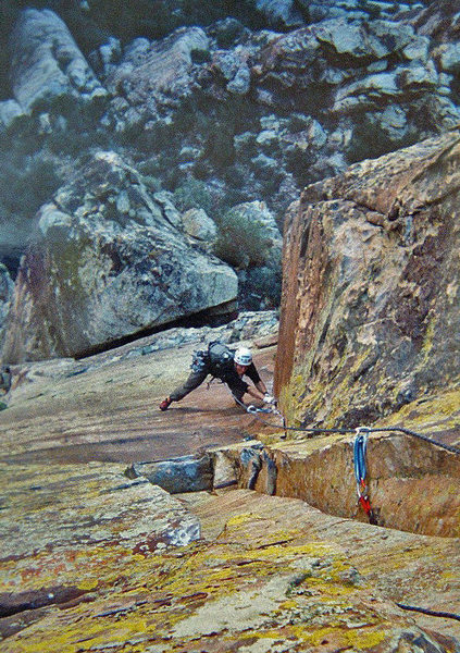 Getting worked at the top of the crux corner on Thanksgiving<br>
<br>
photo: Greg Jackson