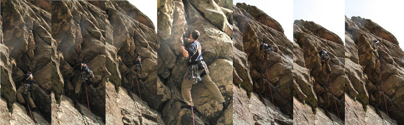 Zoom in for detail. Action sequence of Pete cruisin' the West Overhang (unfortunately I got a little chalk on my lens, hence the white haze).