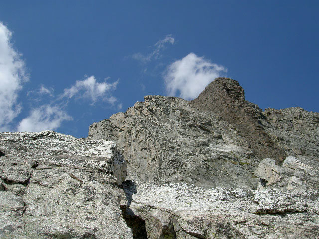 The CMC Route on Mt. Moran with the Black Dike in prominent view.