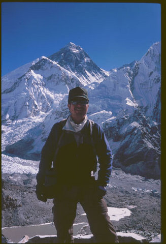 On Kala Patthar with Everest in the background. Acclimatizing for Lobuche