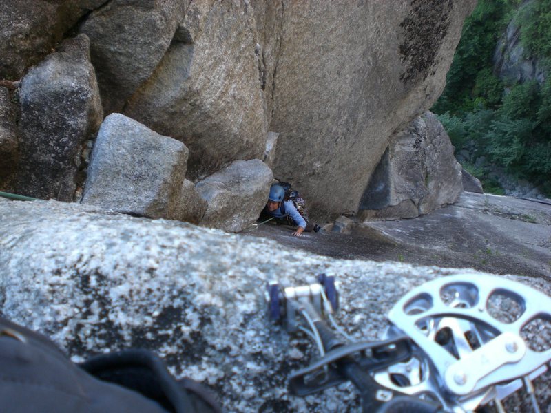 My wife coming up the last good pitch!