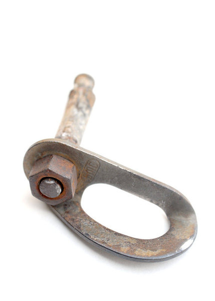 Interestingly, 3/8" stud bolts like this one are visually indistinguishable from 3/8" wedge bolts which are considerably stronger. With only the threads, nut & hanger visible above the surface, there is no way to tell this bolt from the one shown 3 slides earlier.